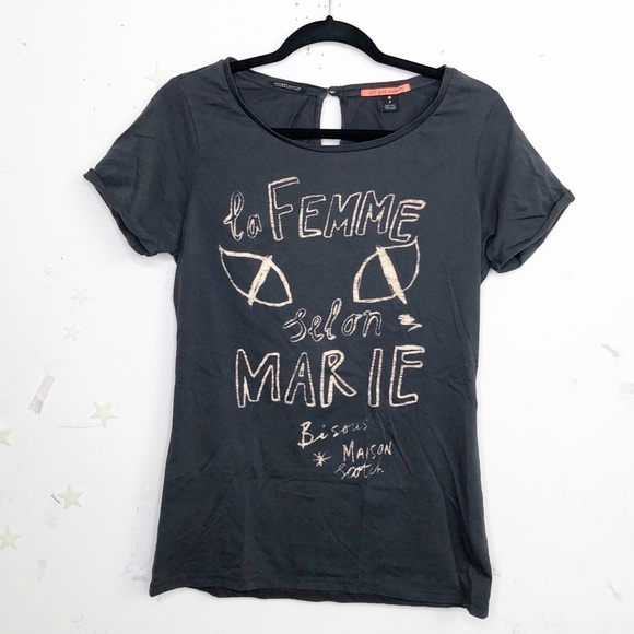 𝅺Scotch & Soda Maison Scotch Les Bon Vivants dark gray graphic T-shirt - Picture 7 of 11